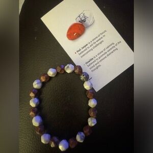 Red jasper & Howlite gemstone bracelet new anti anxiety focus & calming medium